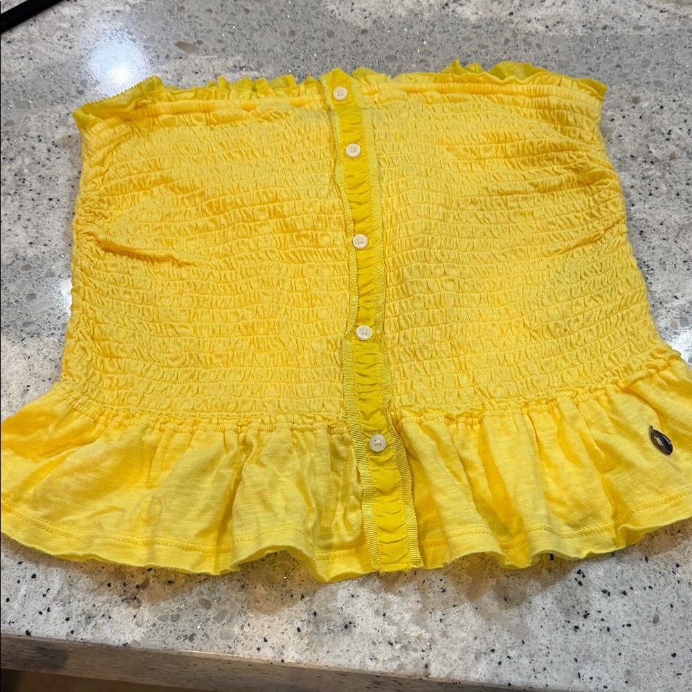New Abercrombie Yellow Smocked Tube Top